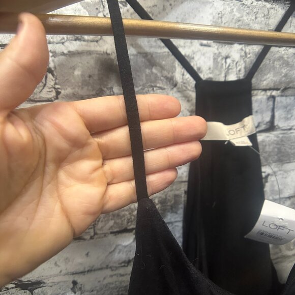 EUC Ann Taylor Spaghetti Strap Midi Dress Black & Grey Size XL Tall - Picture 4 of 15